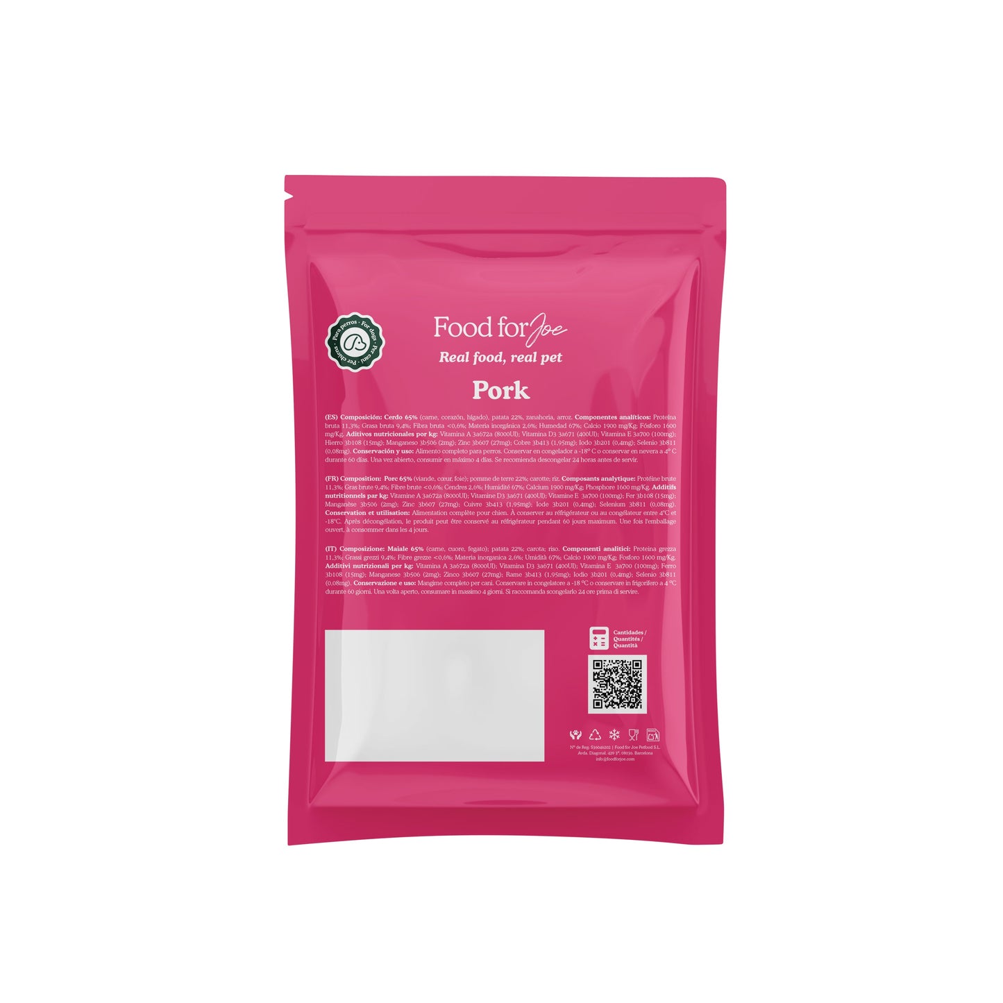 Giant Pork 1200g - Pork recipe for medium and large dogs